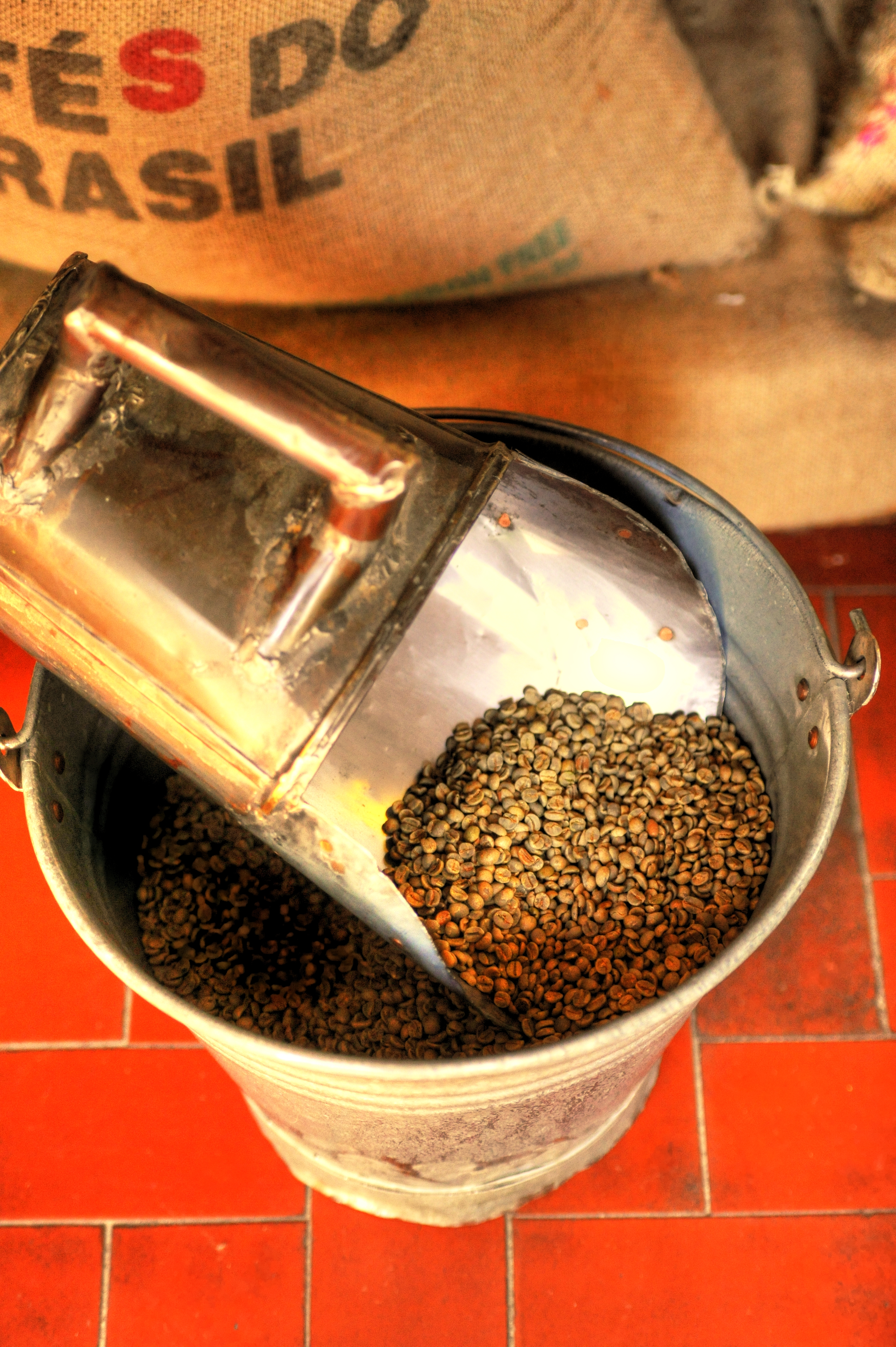 Raw green coffee beans